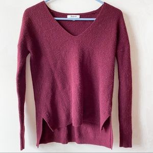 Madewell Merino Wool Warmlight V-neck Pullover Knit Sweater Sz XS Maroon